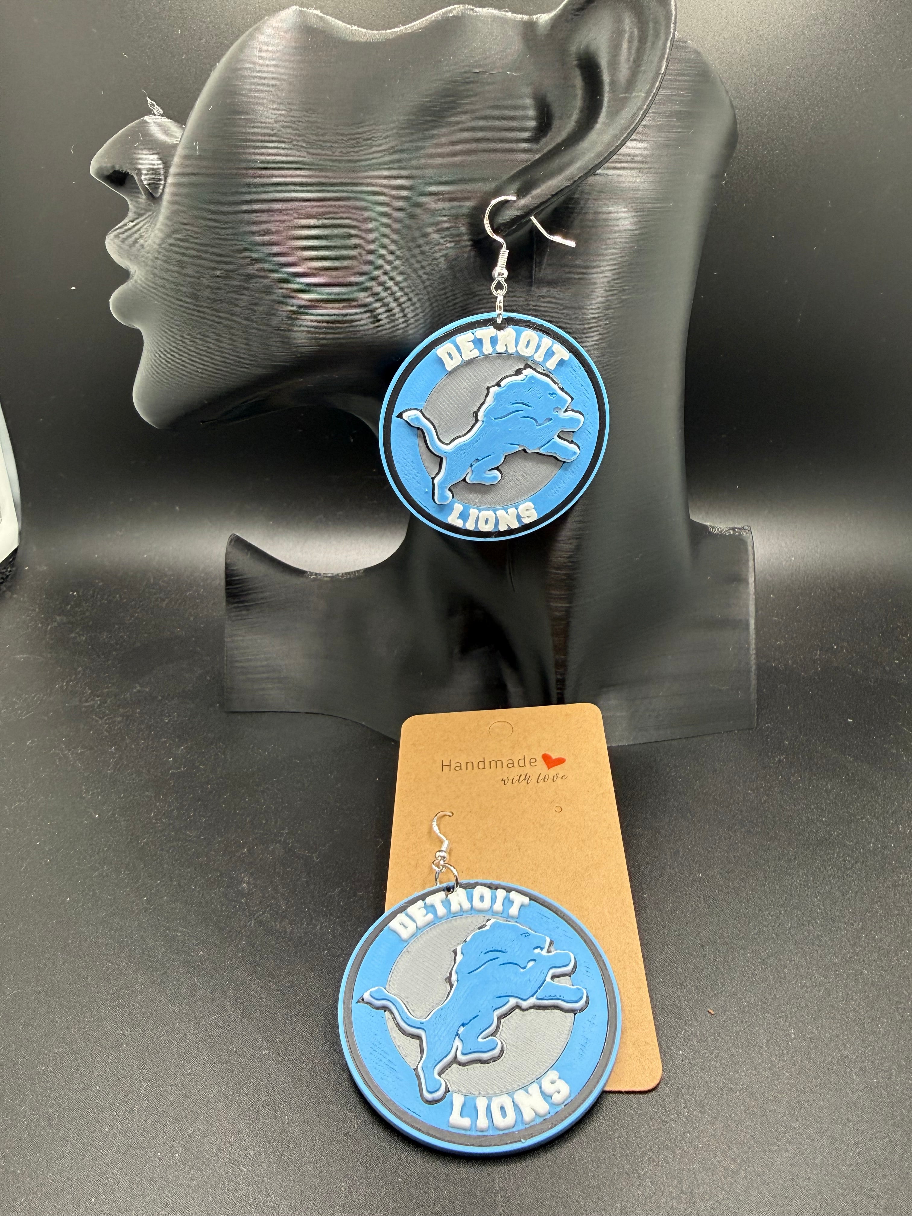 Detroit Lions 3D Earring File – STL/3MF Digital Download