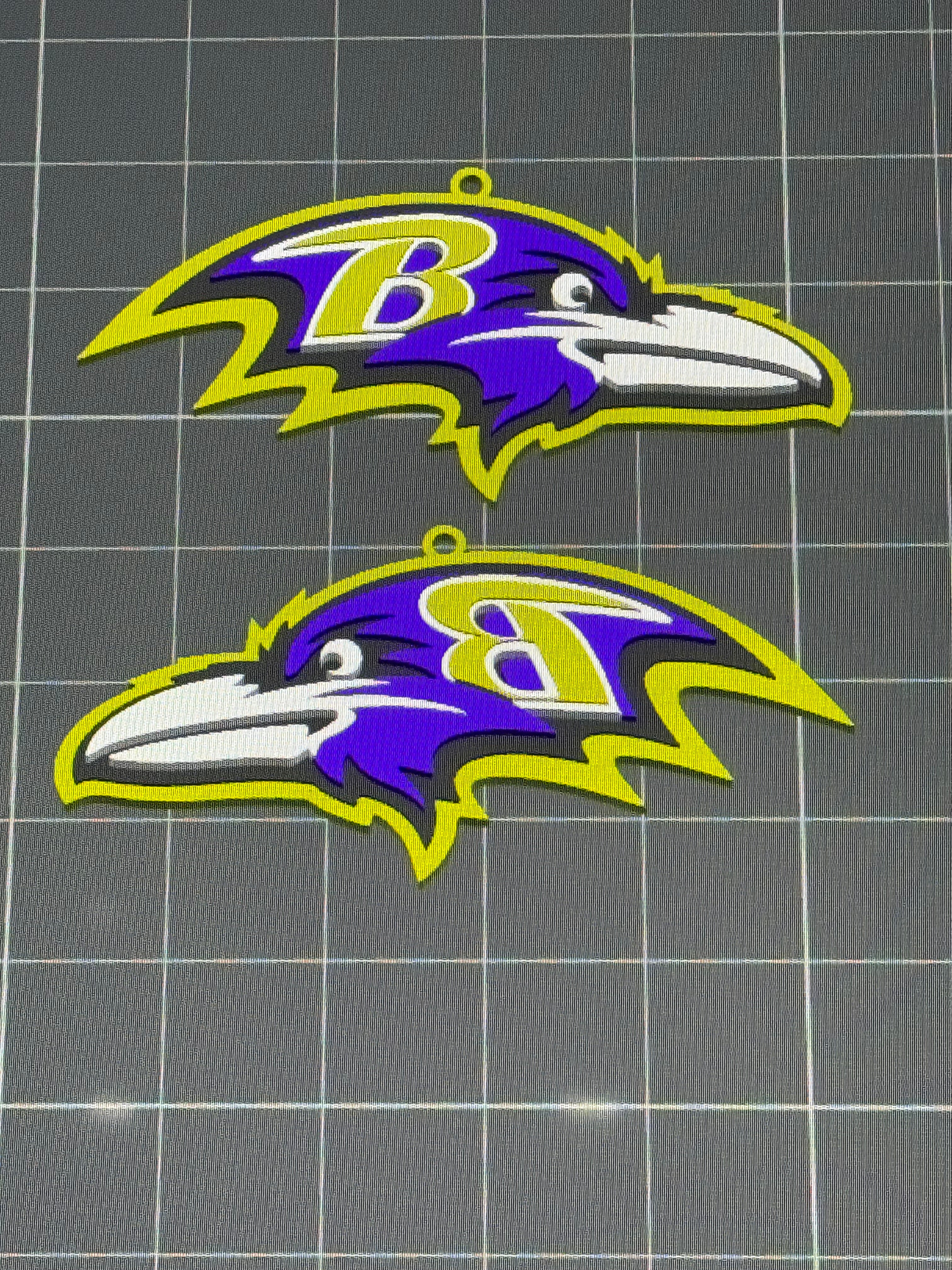 Ravens 3D Printable Earring Logo File (3MF/STL)