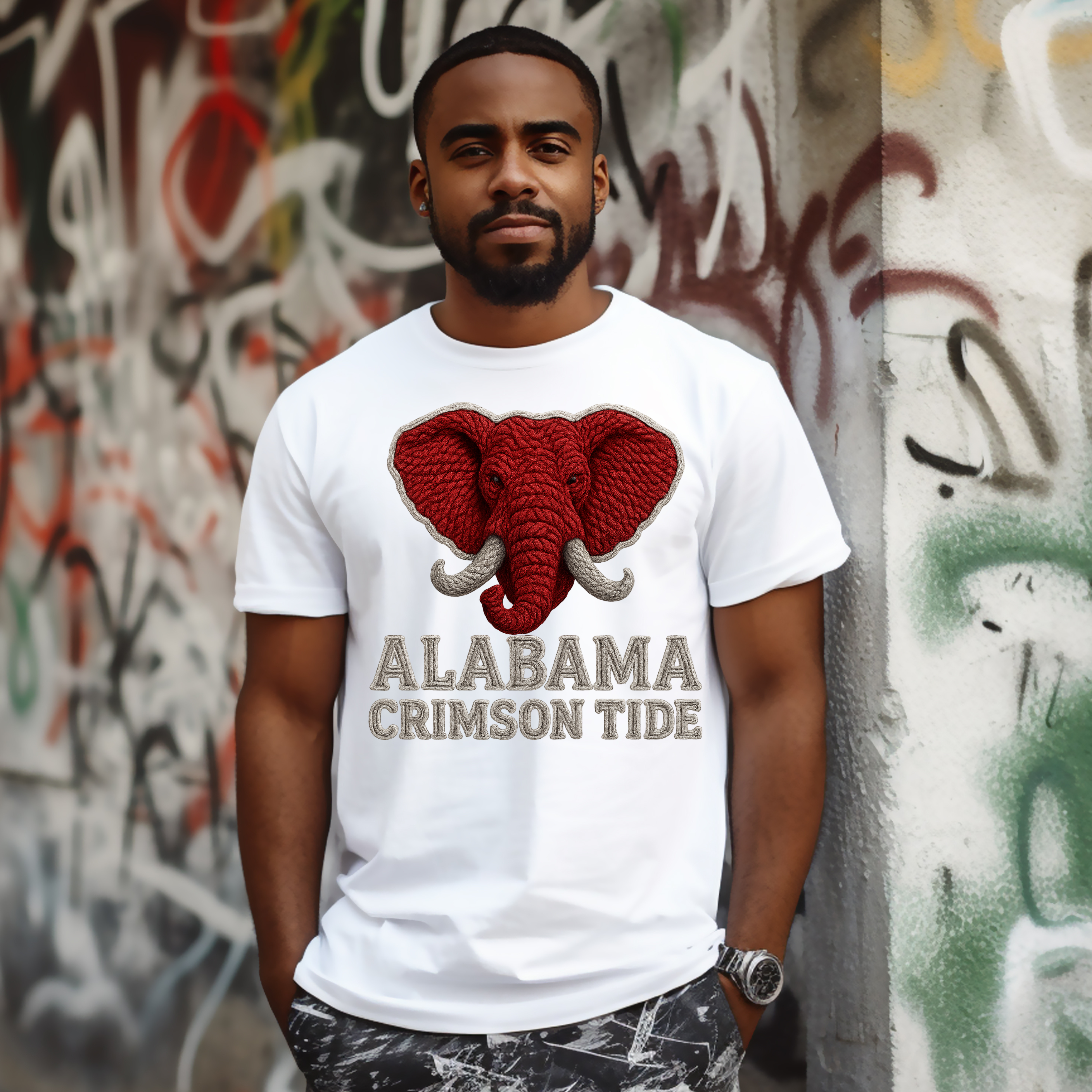 Alabama Crimson Tide Embroidered Stitch PNG – Realistic 3D Sports Design