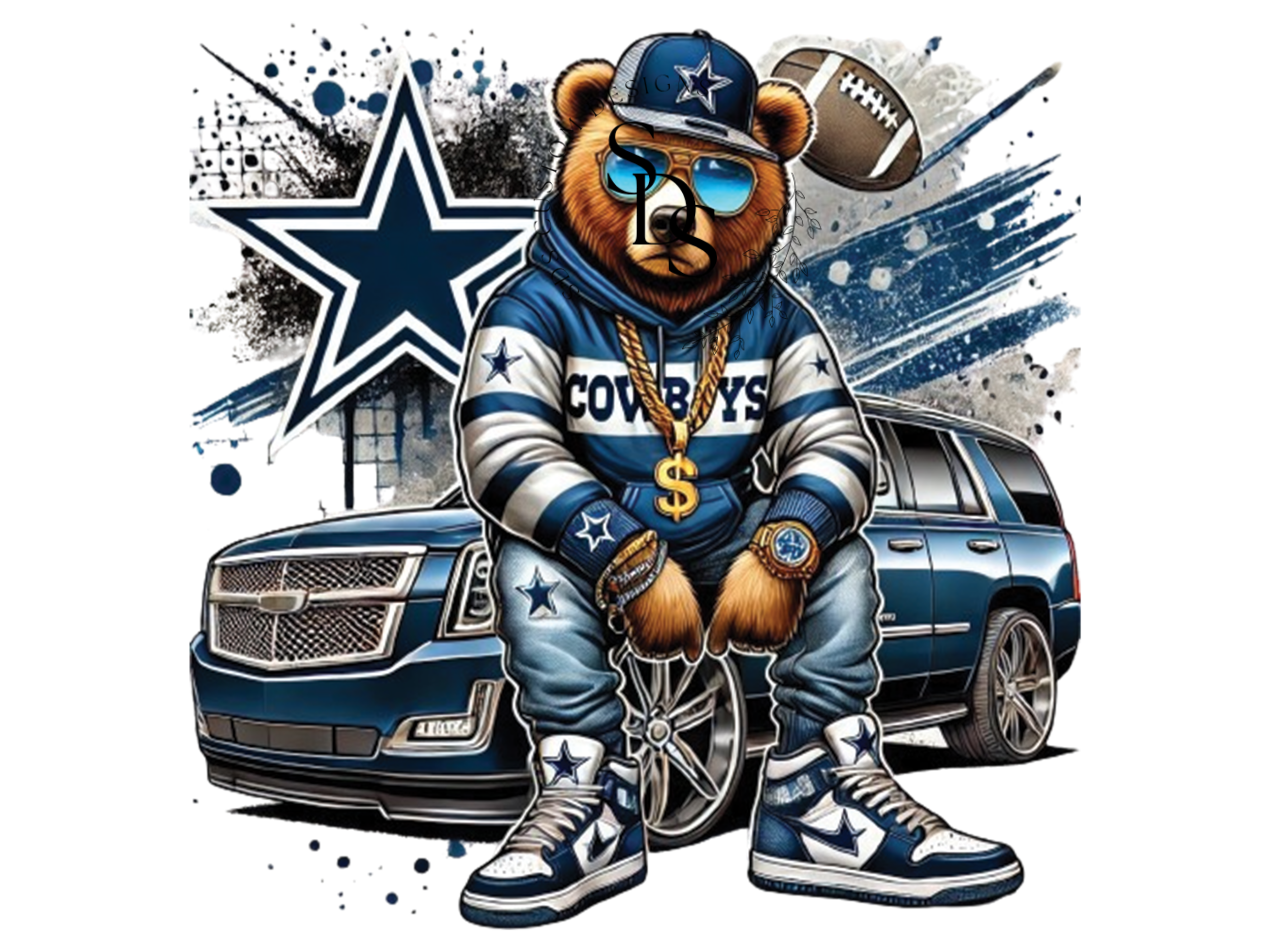 Cowboys car tv tray table print