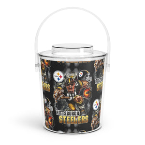 Ice Bucket with Tongs, steelers, barware, bar accessories,