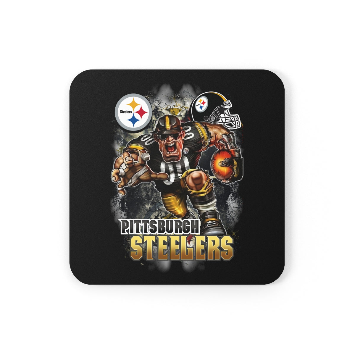 Corkwood Coaster Set, steelers coasters set, steelers, coasters,