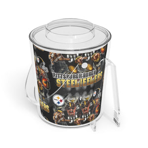 Ice Bucket with Tongs, steelers, barware, bar accessories,