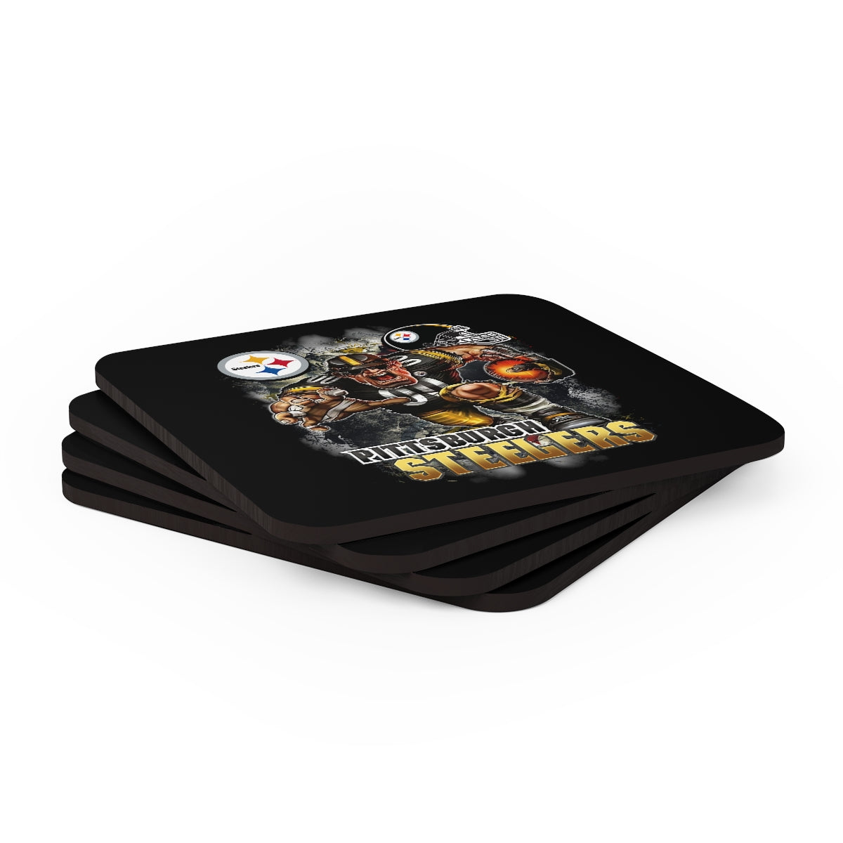 Corkwood Coaster Set, steelers coasters set, steelers, coasters,