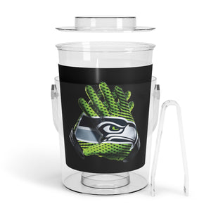 Ice Bucket with Tongs, seahawks, bar, bar accessories,