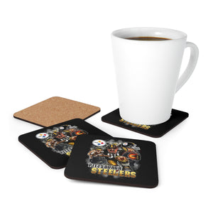 Corkwood Coaster Set, steelers coasters set, steelers, coasters,