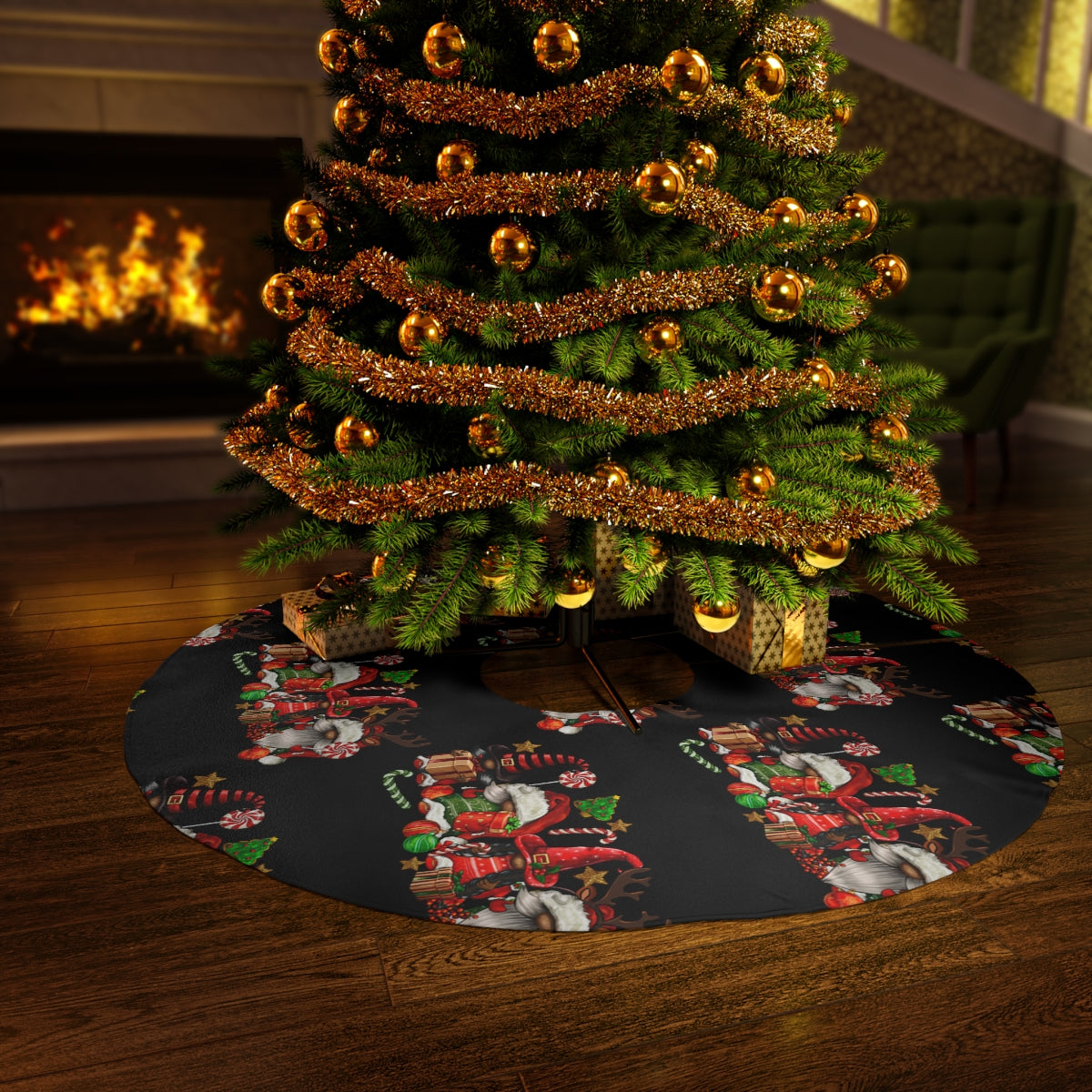 Round Tree Skirt, gnomies, brown gnomies,