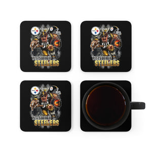 Corkwood Coaster Set, steelers coasters set, steelers, coasters,