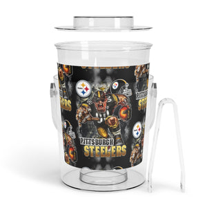 Ice Bucket with Tongs, steelers, barware, bar accessories,