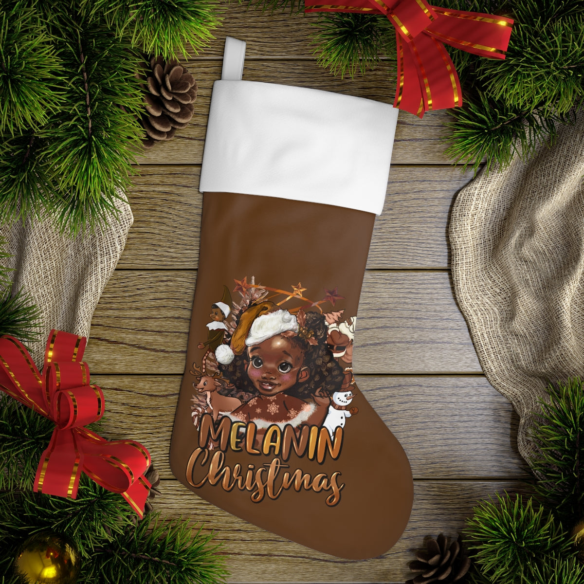 Holiday Stocking, melanin christmas, christmas stockings,