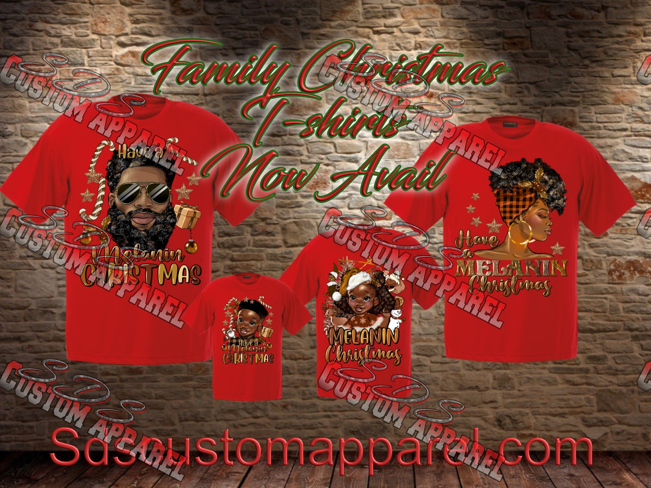 Melanin Christmas family t-shirt